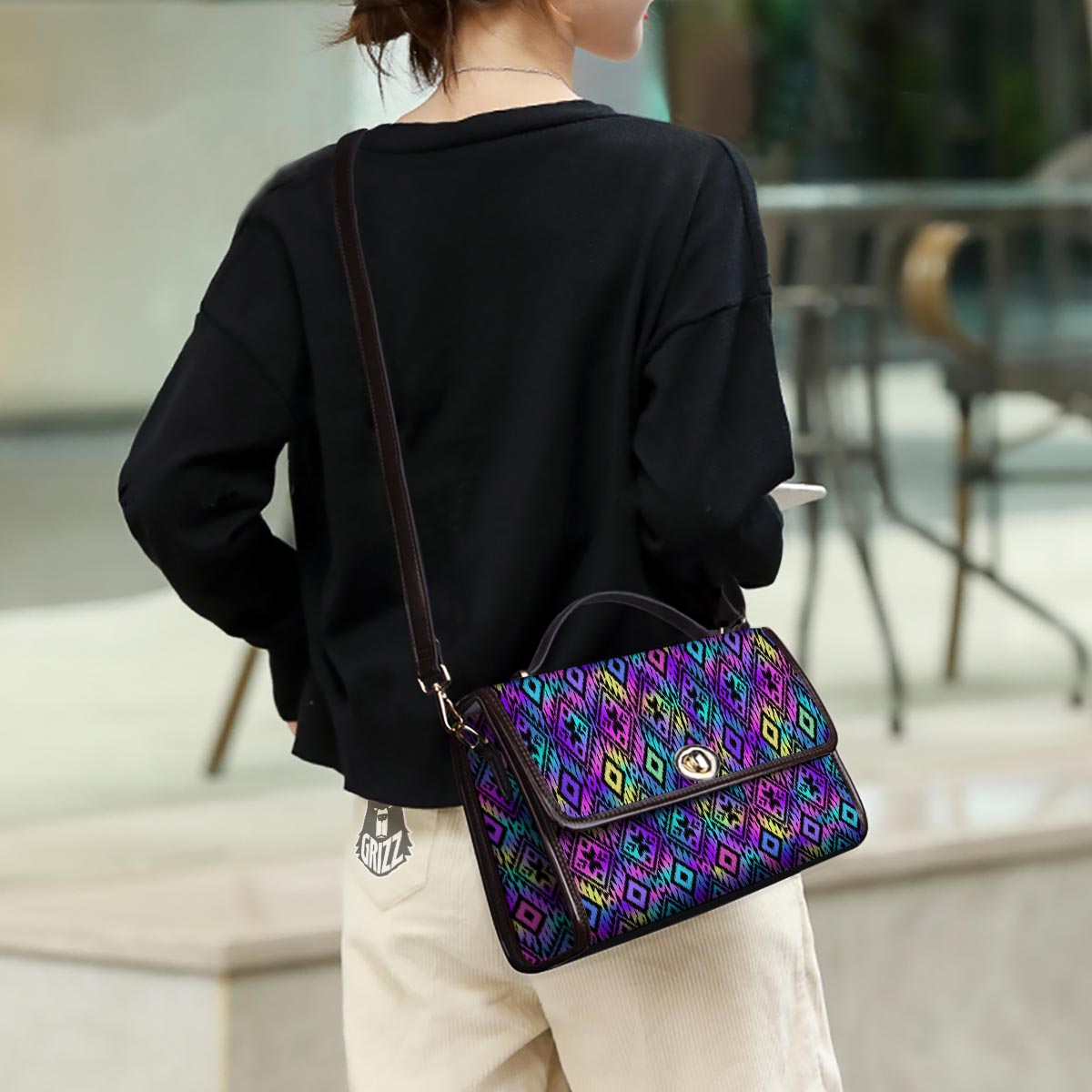 Navajo Triangle Ethnic Print Pattern Women's Satchel Bag - Image 3