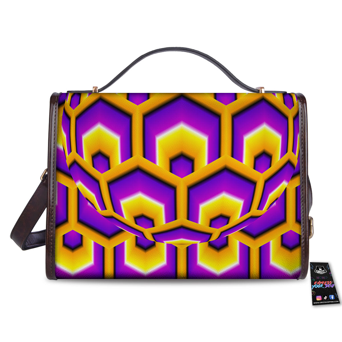 Moving Optical Yellow Hive Illusion Women's Satchel Bag - Image 2