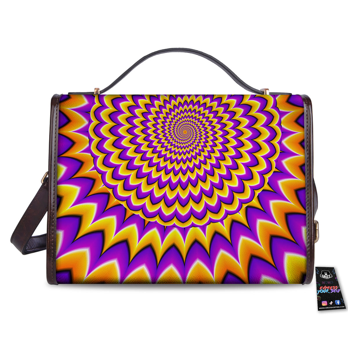 Moving Optical Yellow Expansion Illusion Women's Satchel Bag - Image 2