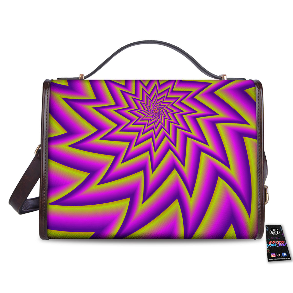 Moving Optical Yellow Twisted Illusion Women's Satchel Bag - Image 2