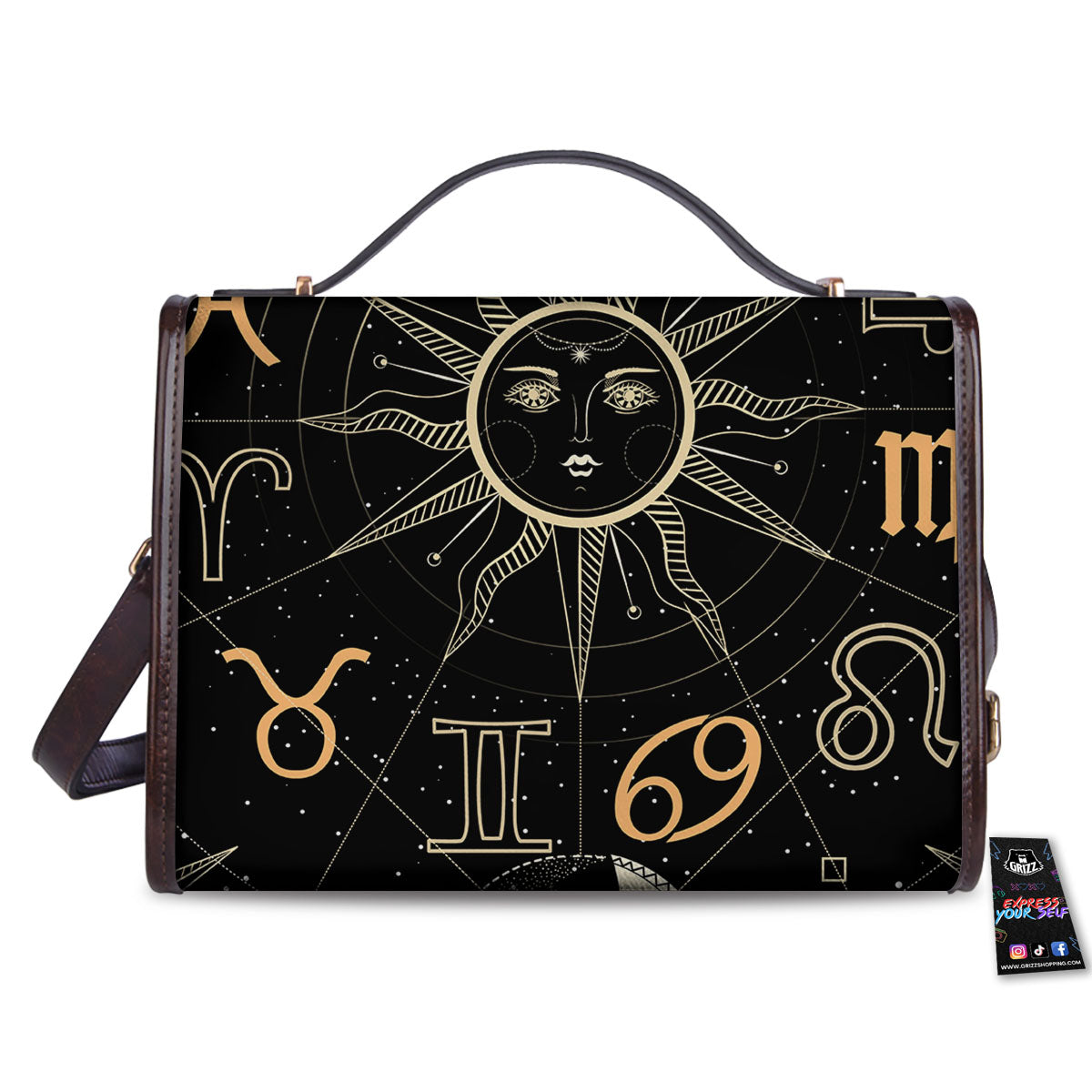 Moon And Vintage Sun Print Women's Satchel Bag - Image 2