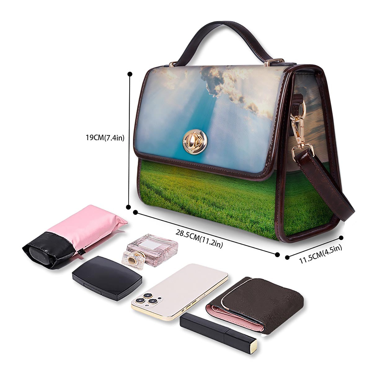 Meadow Sunrise Print Women's Satchel Bag - Image 4