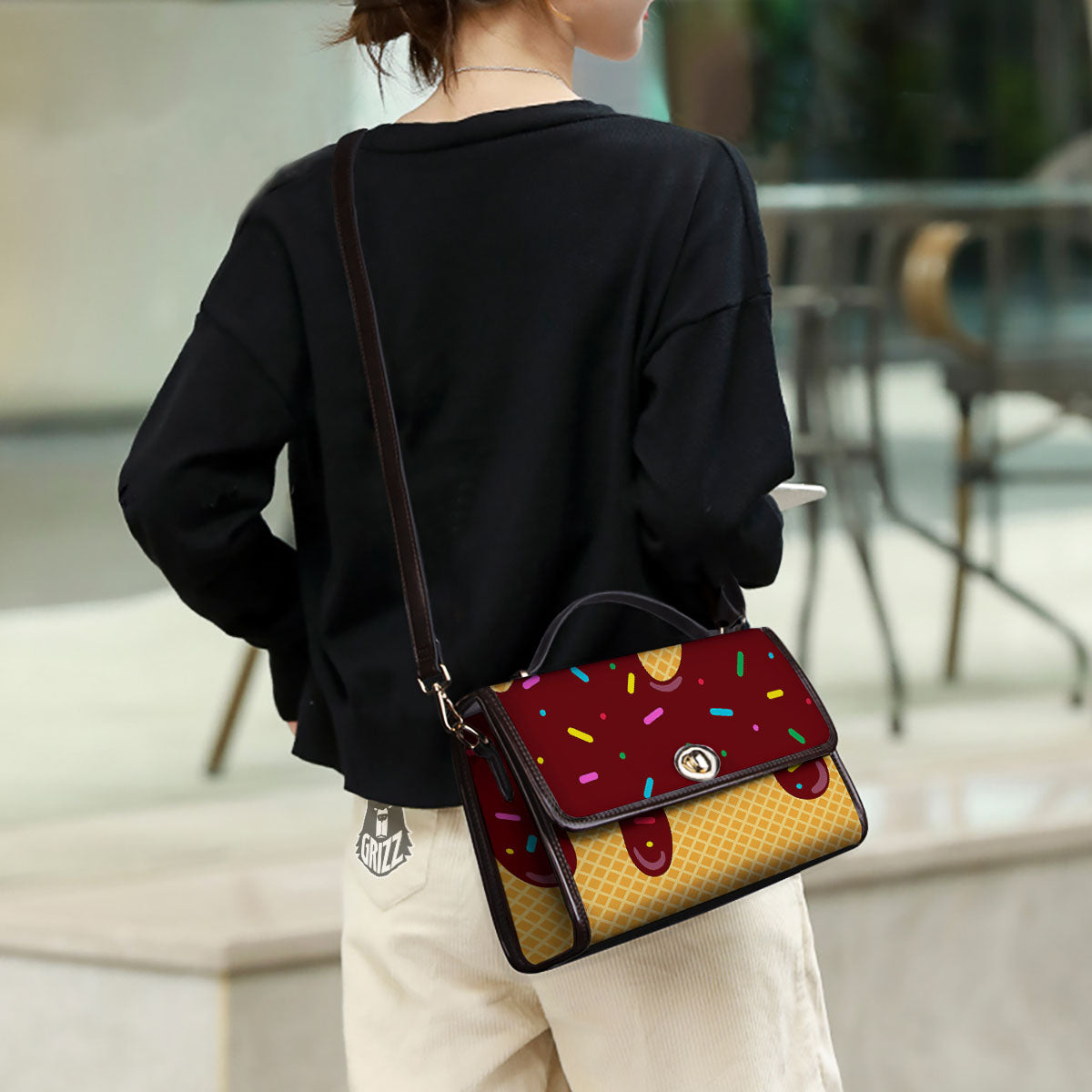 Melted Ice Cream Print Women's Satchel Bag - Image 3