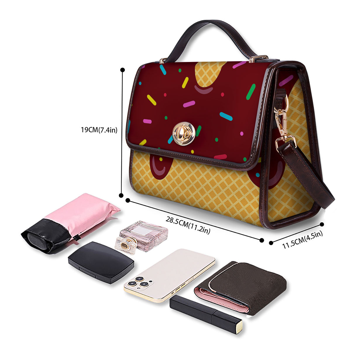 Melted Ice Cream Print Women's Satchel Bag - Image 4