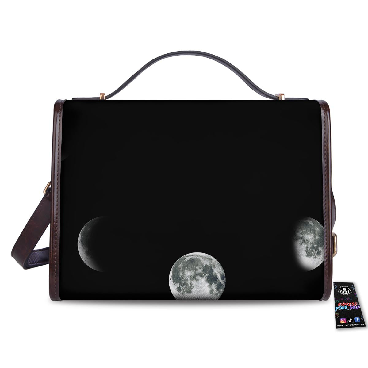 Lunar Phase Starry Sky Print Women's Satchel Bag - Image 2