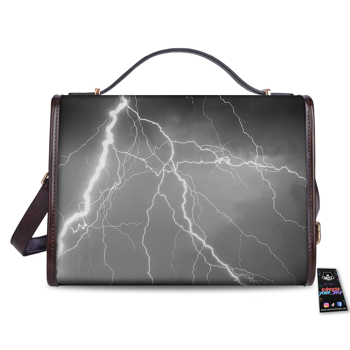 Lightning White Print Women's Satchel Bag - Image 2