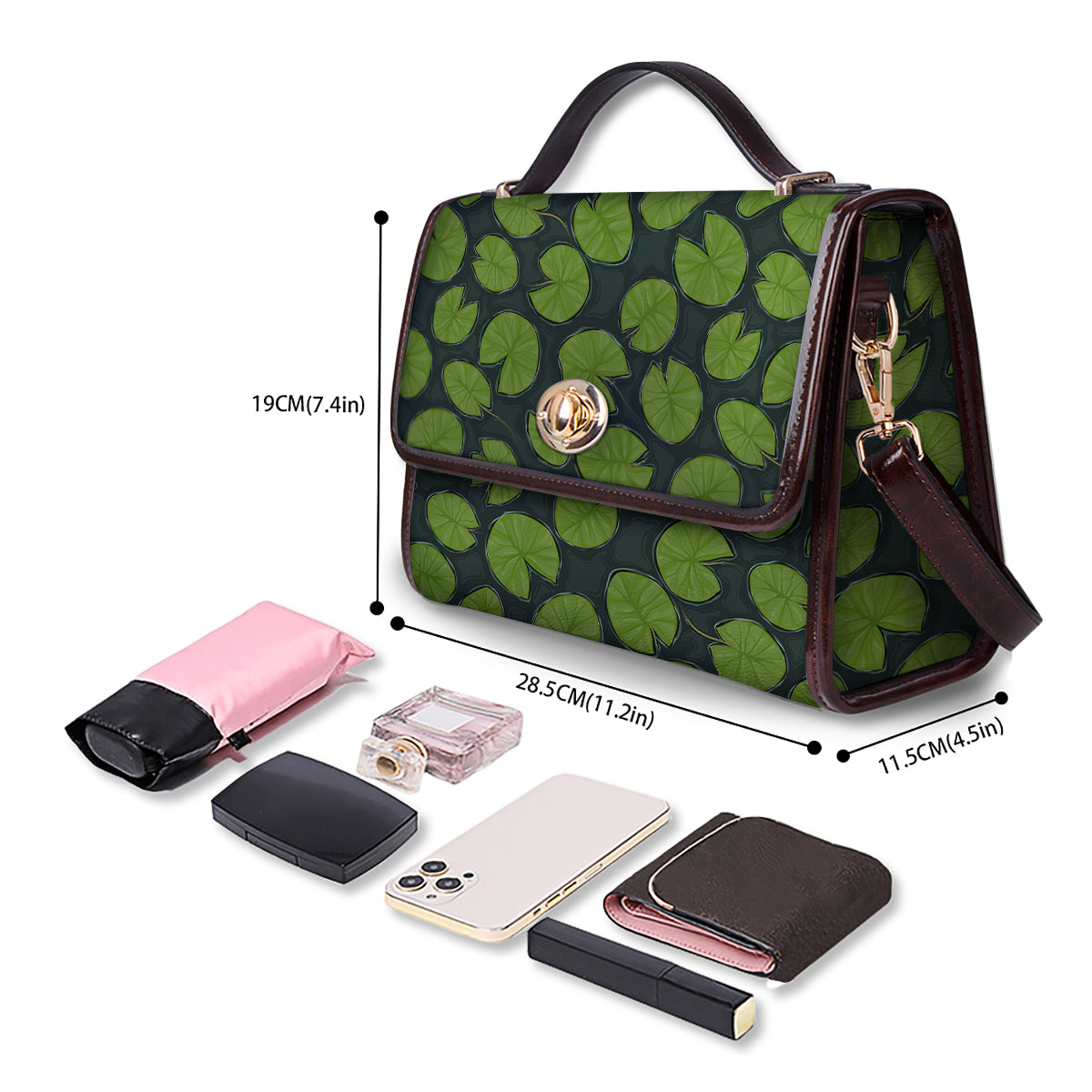 Lily Pads Water Print Pattern Women's Satchel Bag - Image 4