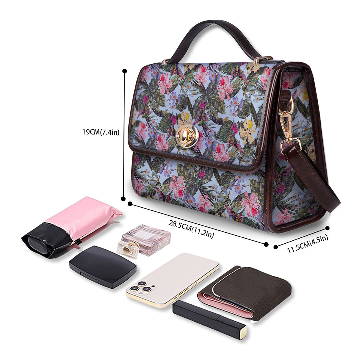 Hummingbird Tropical Print Pattern Women's Satchel Bag - Image 4