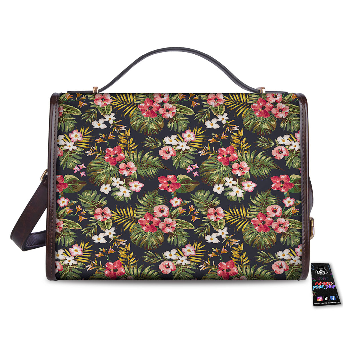 Hibiscus Blossom Tropical Print Pattern Women's Satchel Bag - Image 2