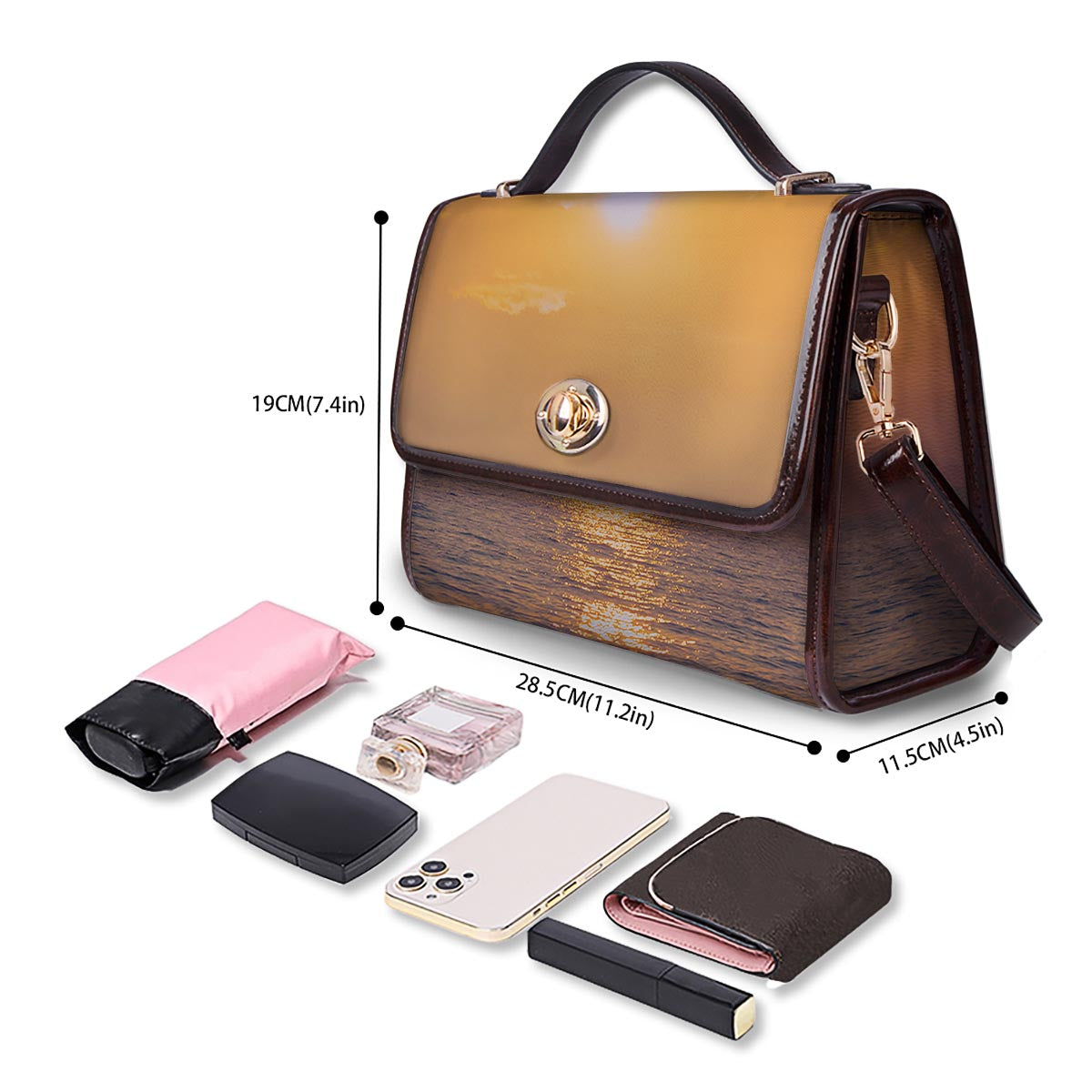 Horizon Sunrise Print Women's Satchel Bag - Image 4