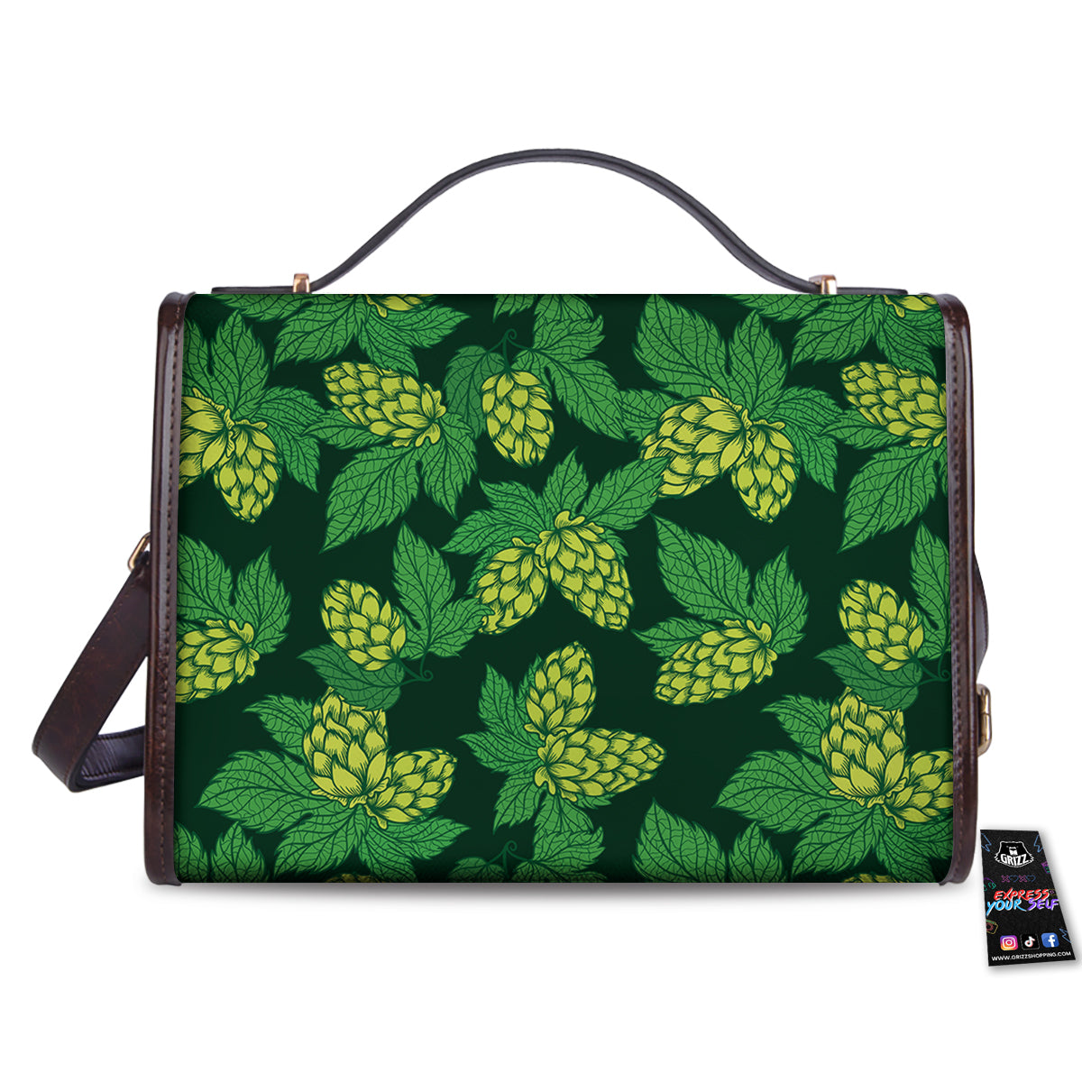 Hop Cone Vintage Print Pattern Women's Satchel Bag - Image 2