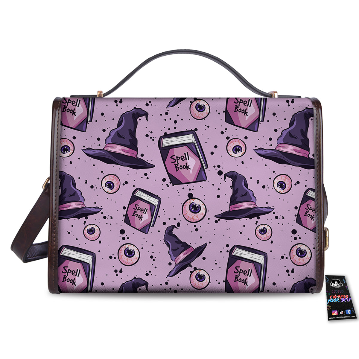 Hat Wizard Print Pattern Women's Satchel Bag - Image 2