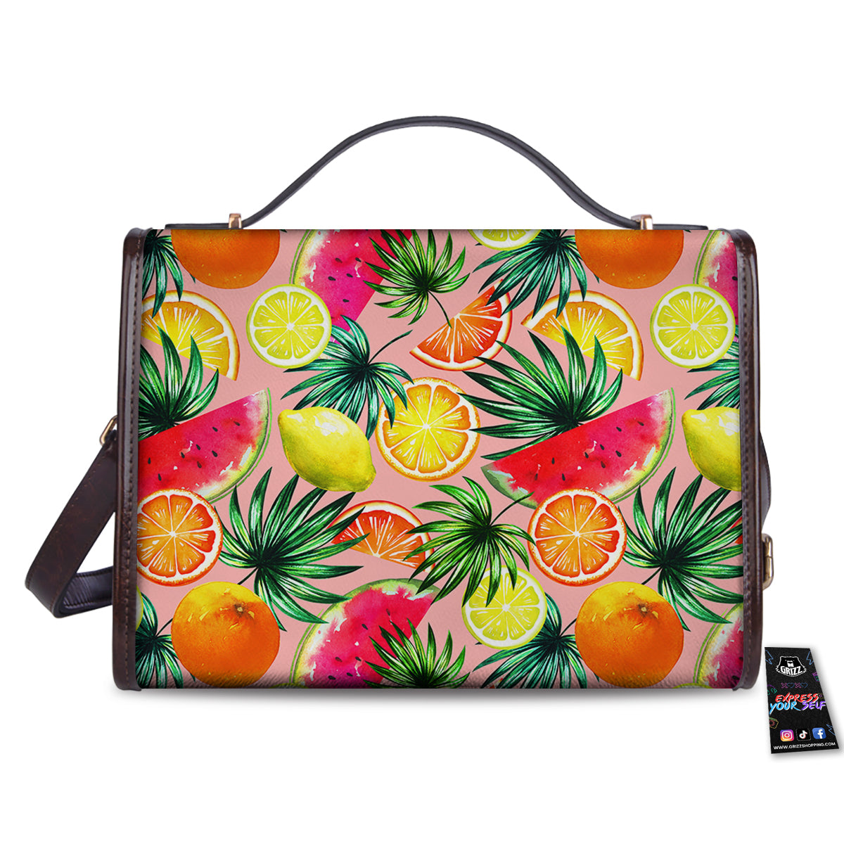 Hawaiian Fruits And Palm Tropical Print Pattern Women's Satchel Bag - Image 2