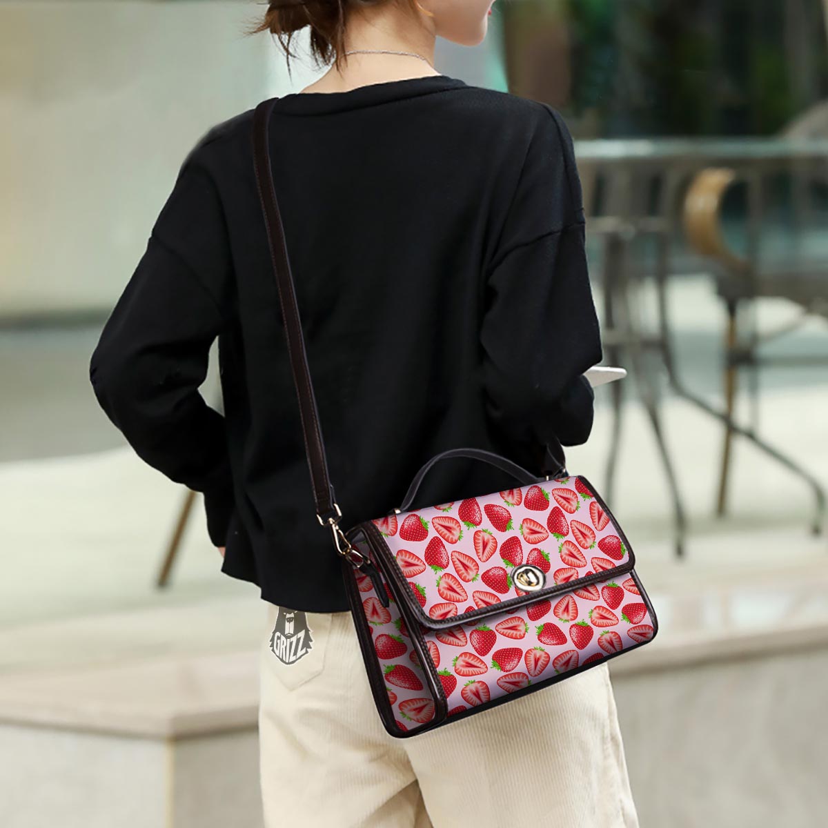 Fruit Strawberry Print Pattern Women's Satchel Bag - Image 3
