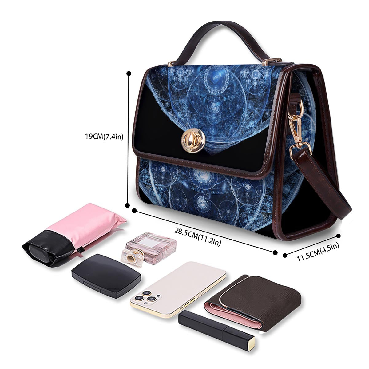 Fractal Steampunk Print Women's Satchel Bag - Image 4