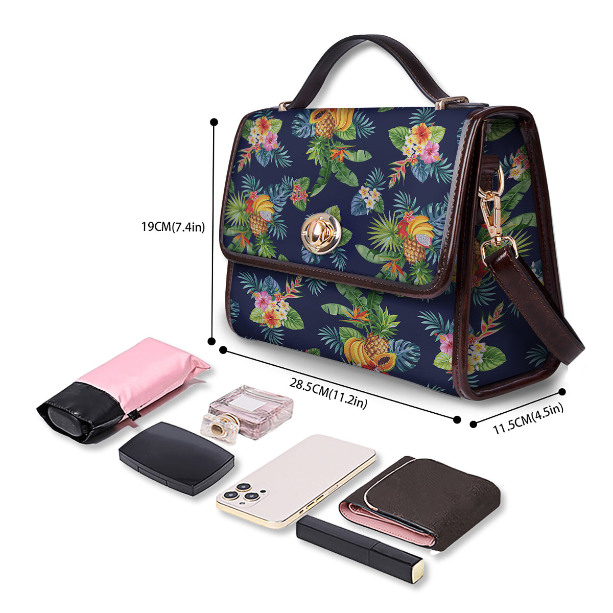 Fruits Tropical Vintage Print Pattern Women's Satchel Bag - Image 4