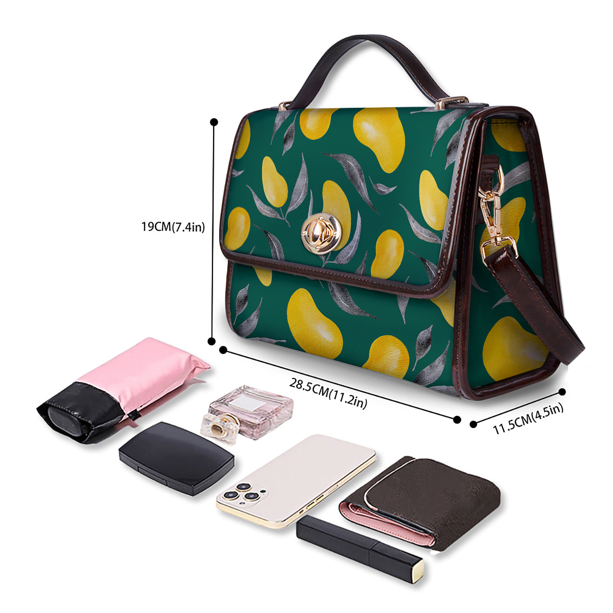 Fruit Mango Yellow Print Pattern Women's Satchel Bag - Image 4