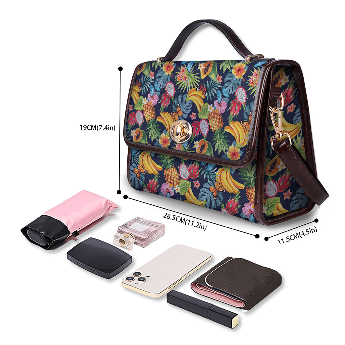 Fruits Hawaiian Tropical Print Pattern Women's Satchel Bag - Image 4