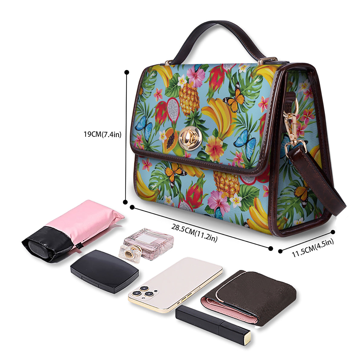 Fruits Jungle Tropical Print Pattern Women's Satchel Bag - Image 4