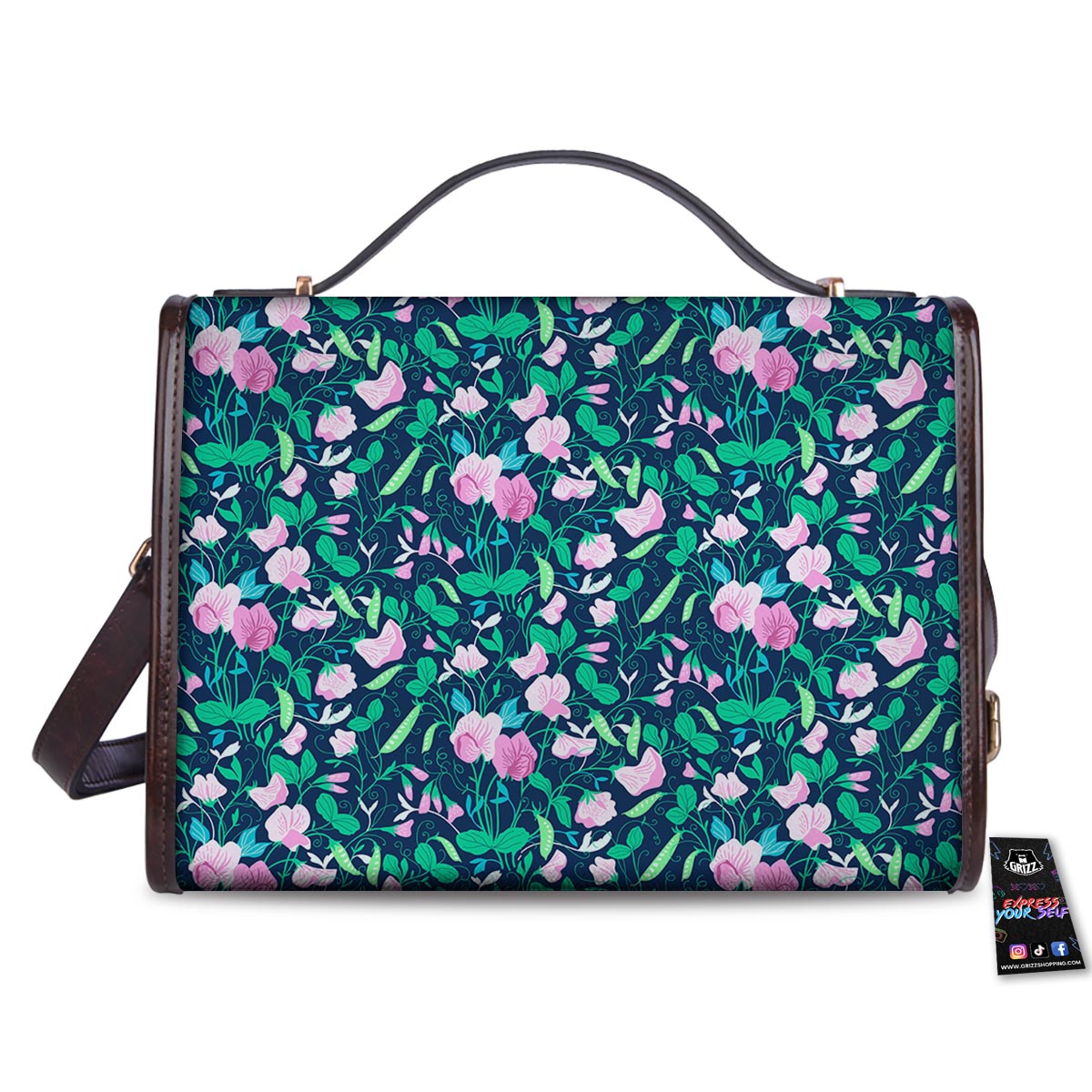 Flower Sweet Pea Print Pattern Women's Satchel Bag - Image 2
