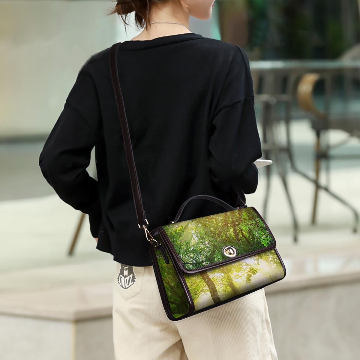 Forest Sunrise Print Women's Satchel Bag - Image 3