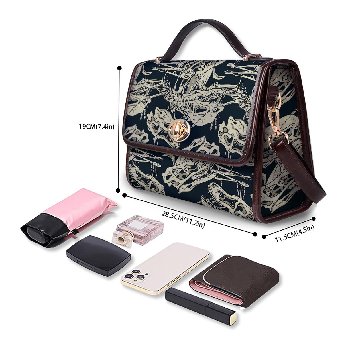 Fossil Dino And T Rex Print Pattern Women's Satchel Bag - Image 4