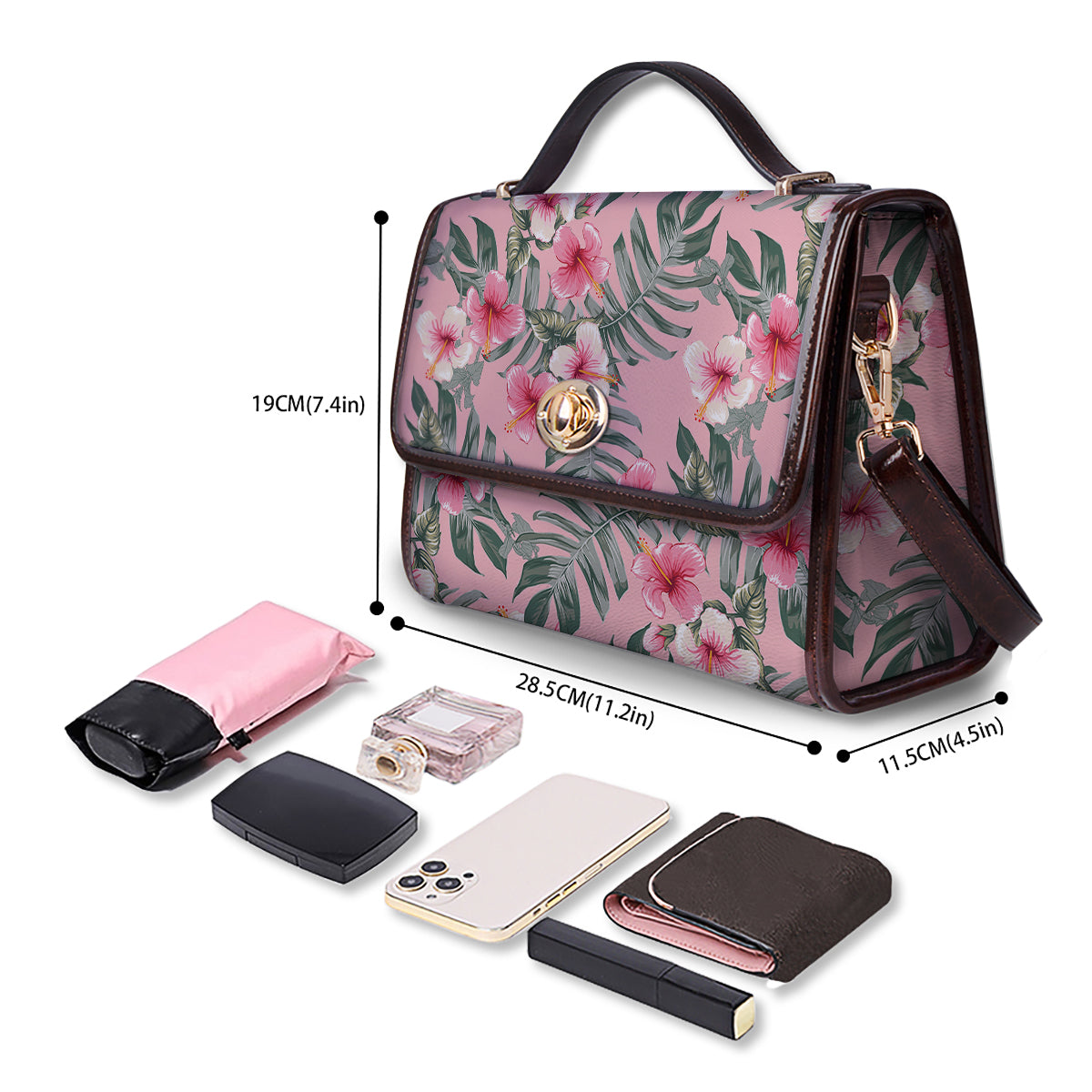 Flower Frangipani Tropical Print Pattern Women's Satchel Bag - Image 4