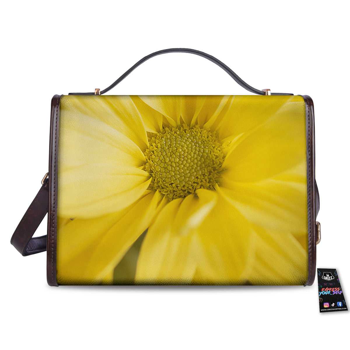 Flower Daisy Yellow Print Women's Satchel Bag - Image 2