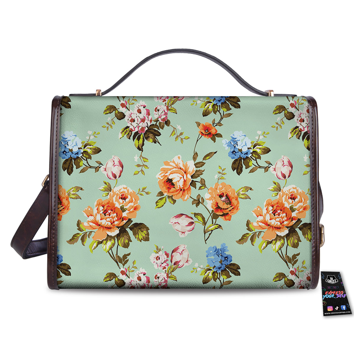 Floral Rose Flower Vintage Print Pattern Women's Satchel Bag - Image 2