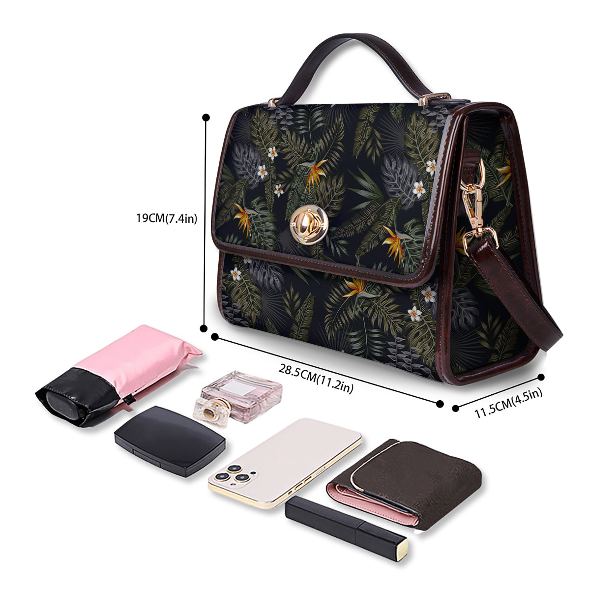 Floral Tropical Vintage Print Pattern Women's Satchel Bag - Image 4