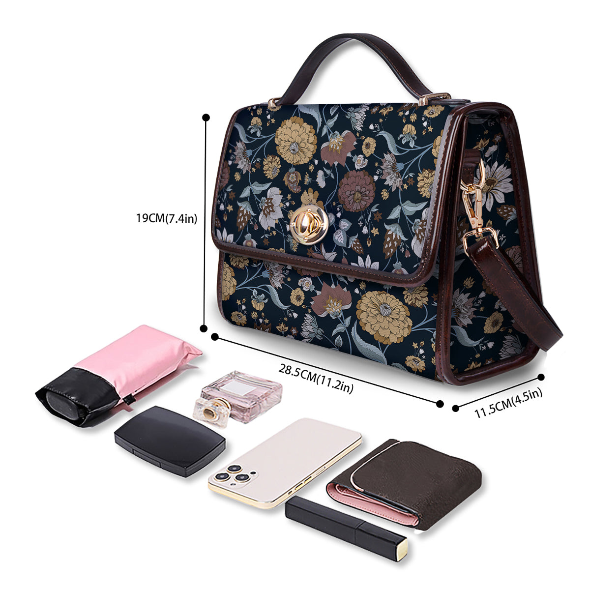 Flower Floral Vintage Print Pattern Women's Satchel Bag - Image 4