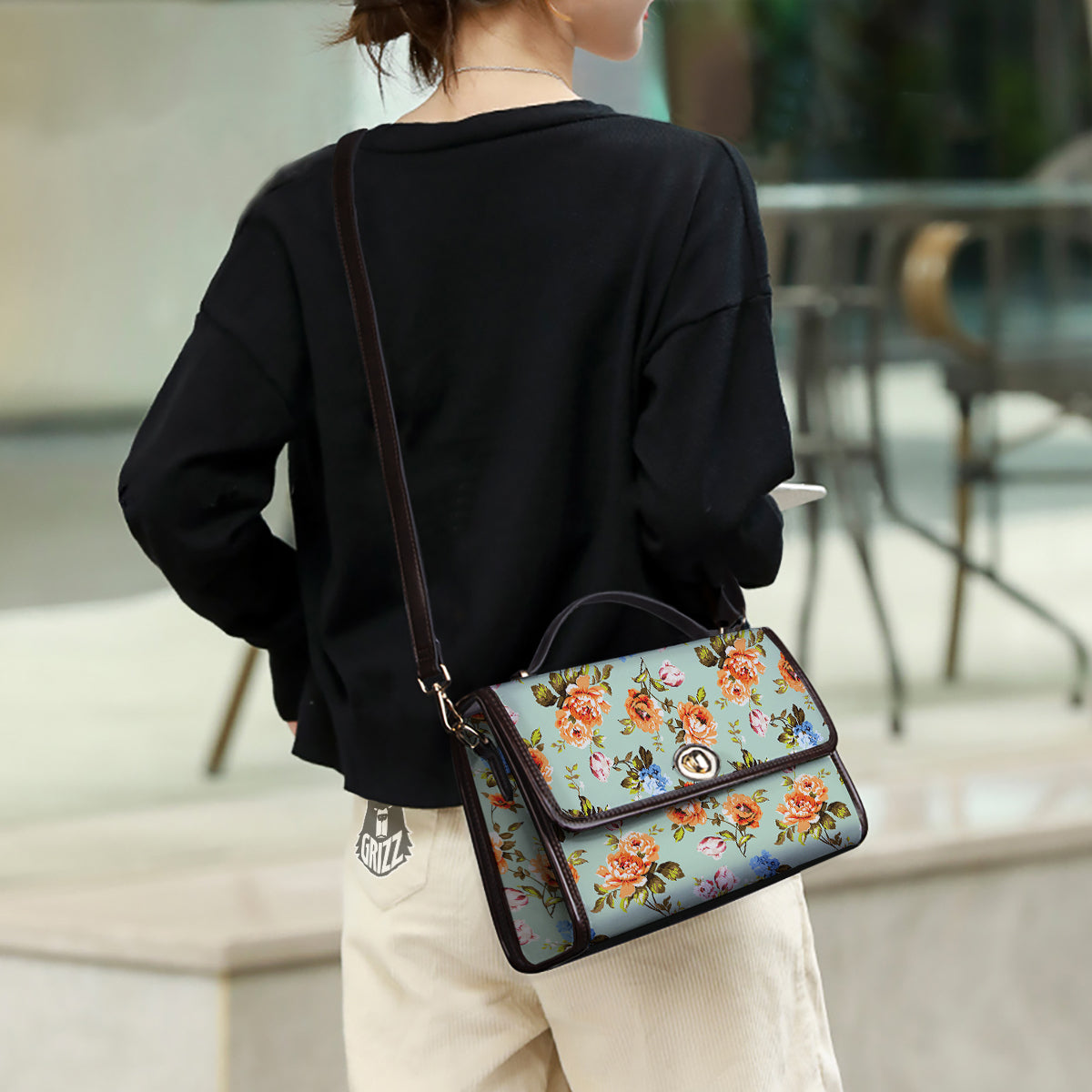 Floral Rose Flower Vintage Print Pattern Women's Satchel Bag - Image 3