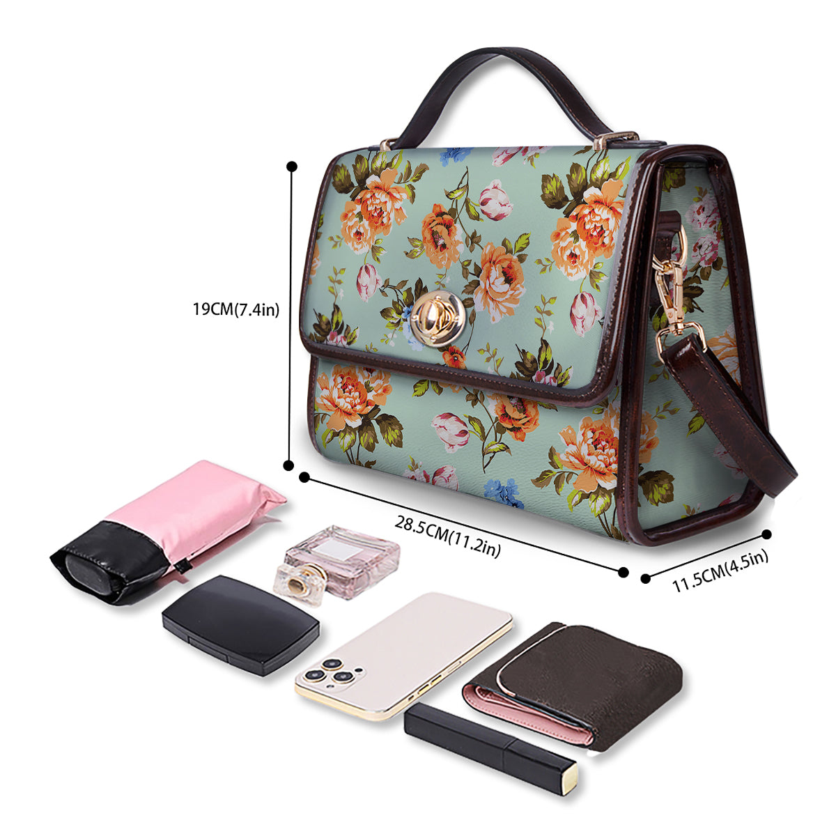 Floral Rose Flower Vintage Print Pattern Women's Satchel Bag - Image 4