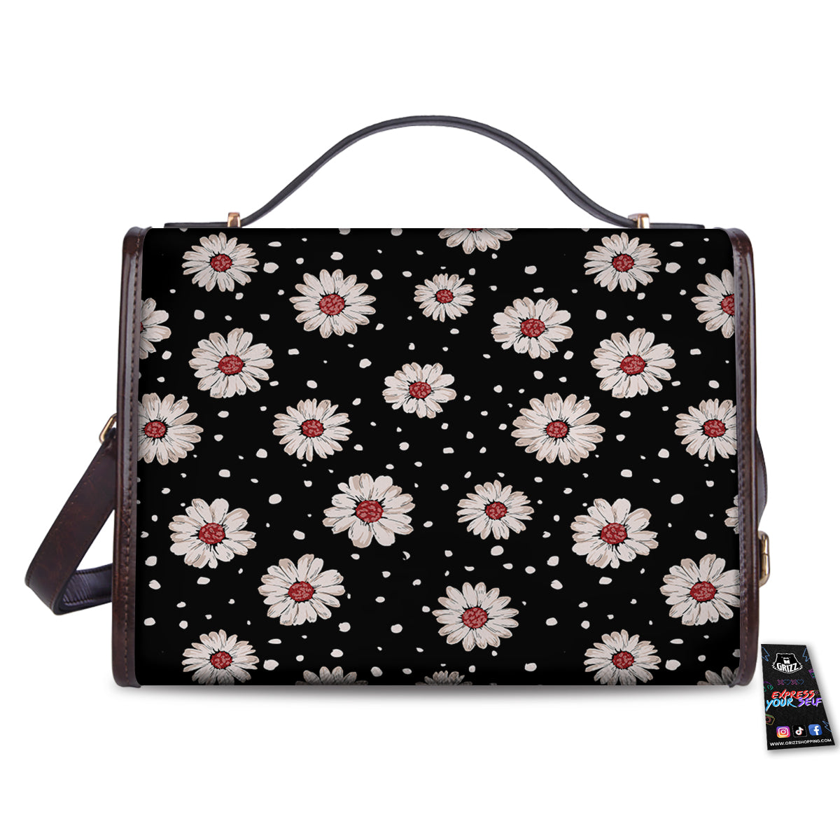 Floral Daisy Watercolor Print Pattern Women's Satchel Bag - Image 2