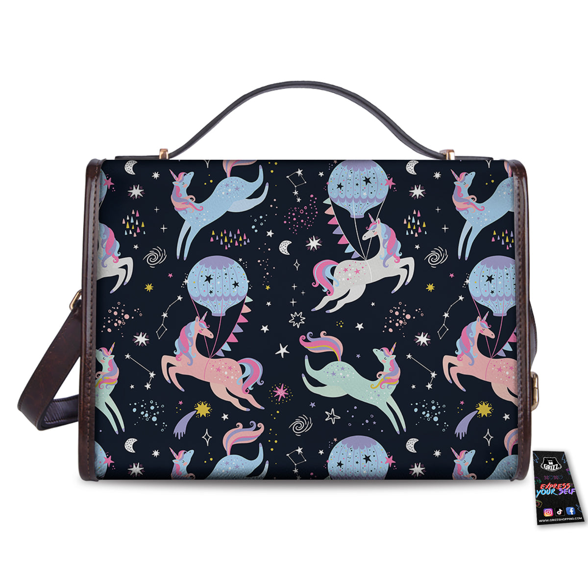 Festival Unicorn Night Print Pattern Women's Satchel Bag - Image 2