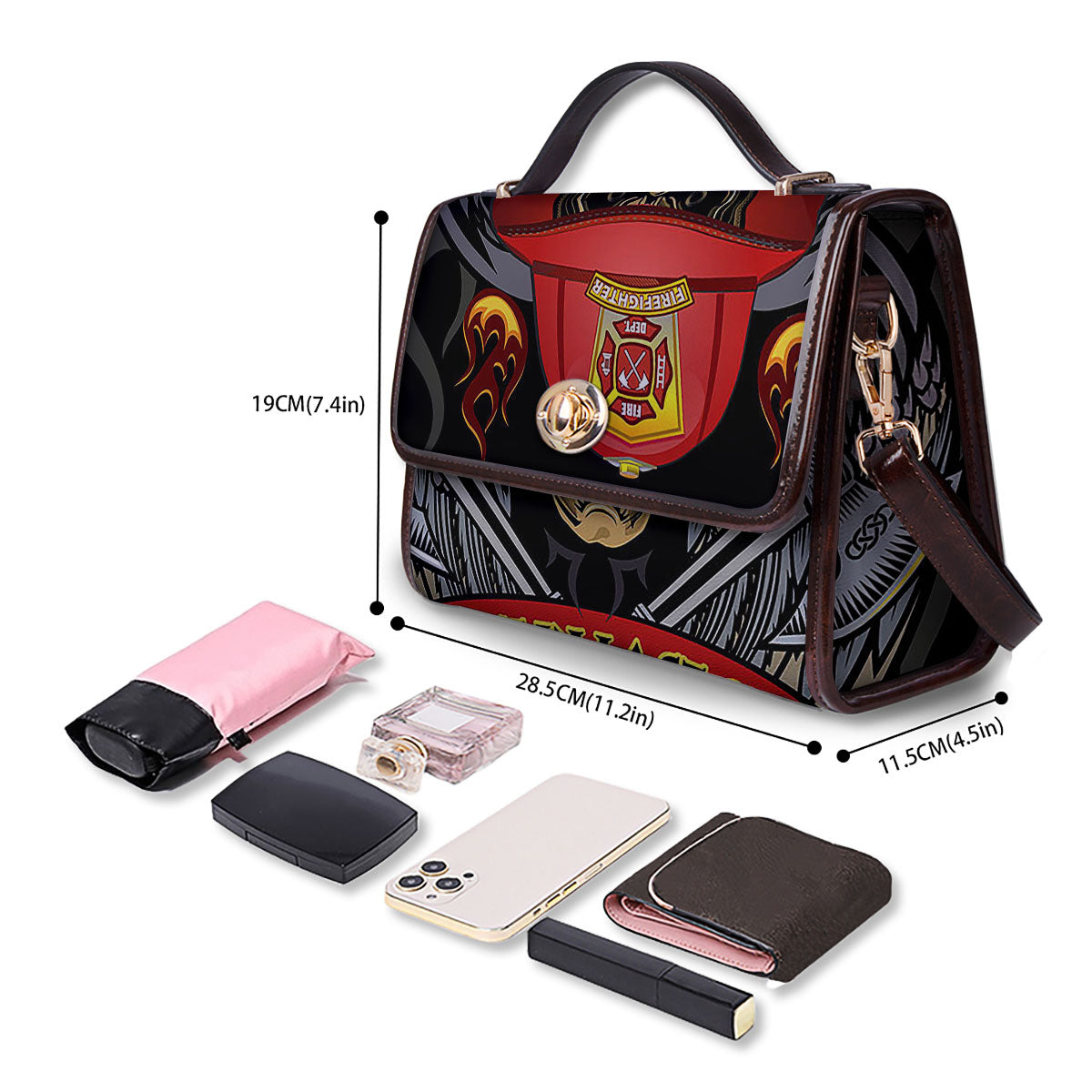 Firefighter Volunteer Print Women's Satchel Bag - Image 4