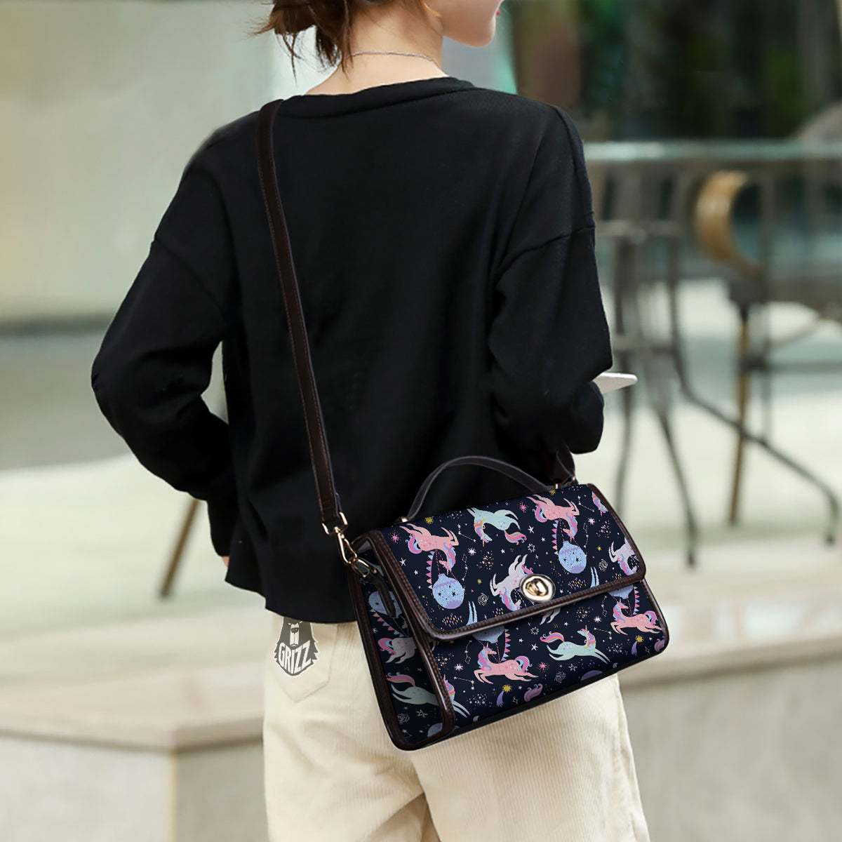 Festival Unicorn Night Print Pattern Women's Satchel Bag - Image 3