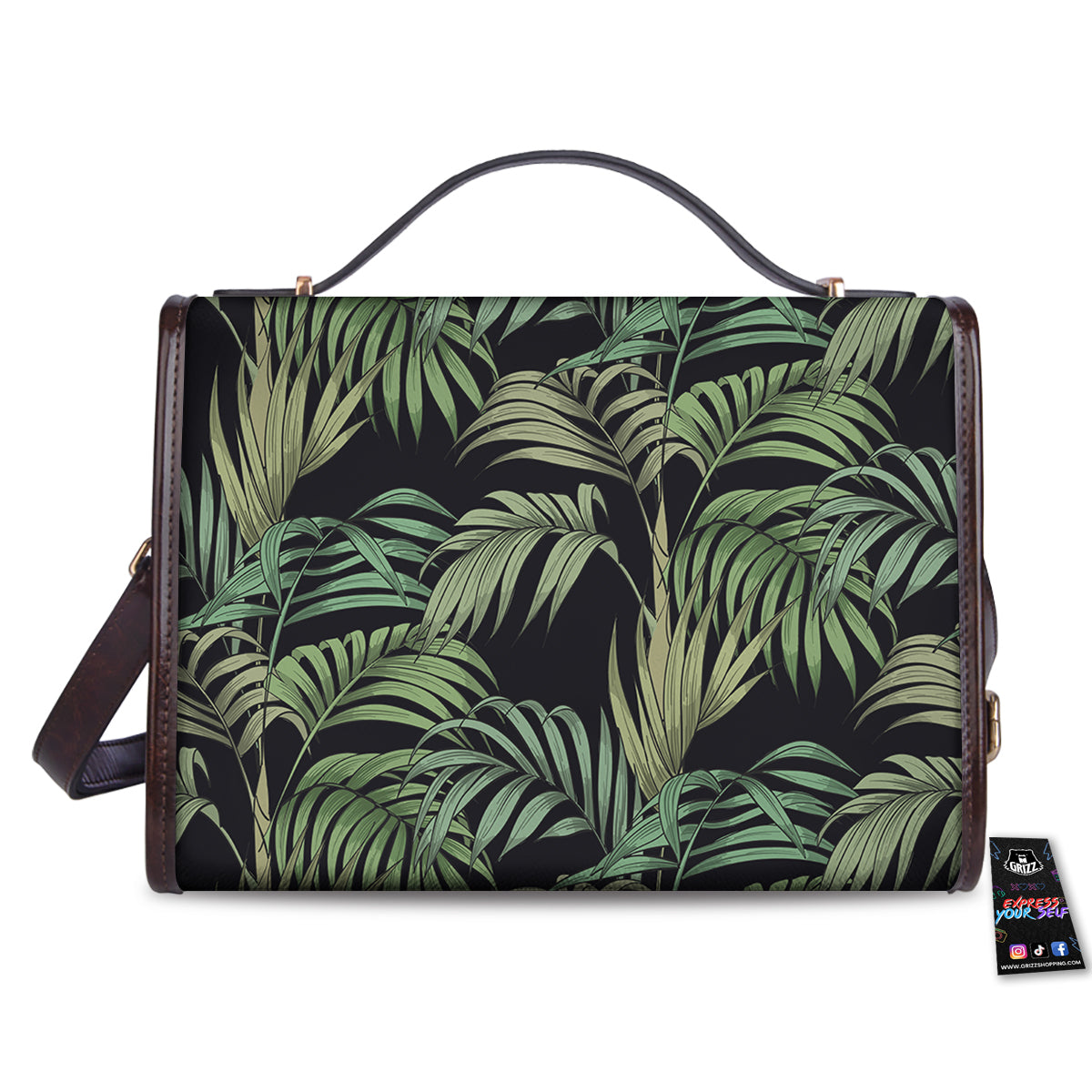 Fern Leaf Tropical Print Pattern Women's Satchel Bag - Image 2