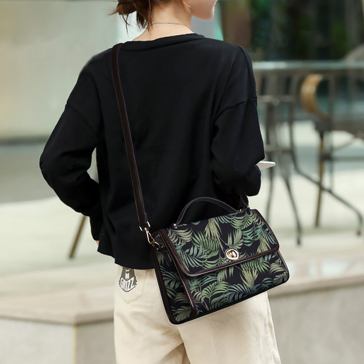 Fern Leaf Tropical Print Pattern Women's Satchel Bag - Image 3
