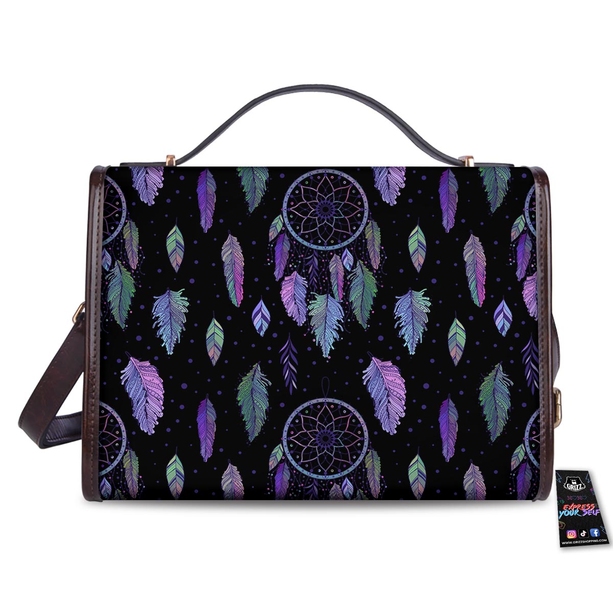 Dream Catcher Purple And Teal Print Pattern Women's Satchel Bag - Image 2