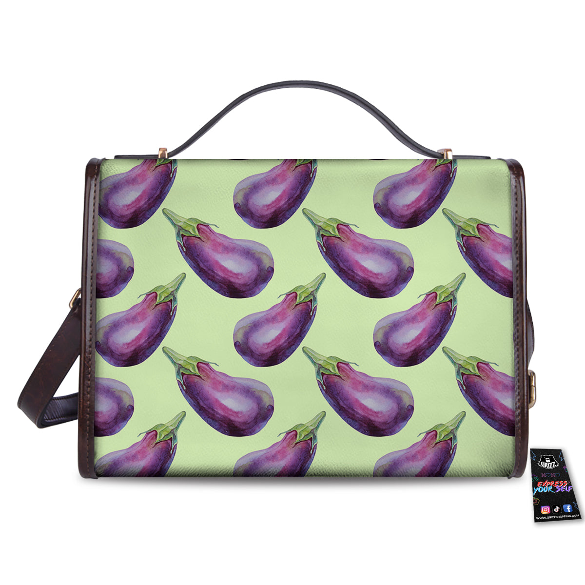 Eggplant Watercolor Pattern Women's Satchel Bag - Image 2