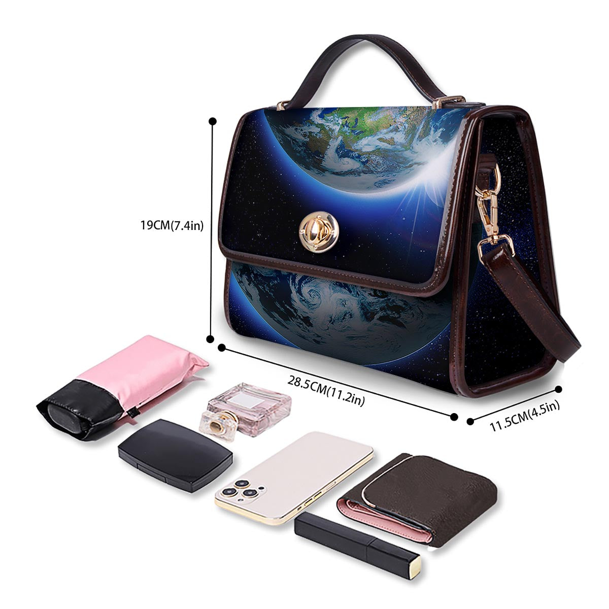 Earth Sunrise Print Women's Satchel Bag - Image 4