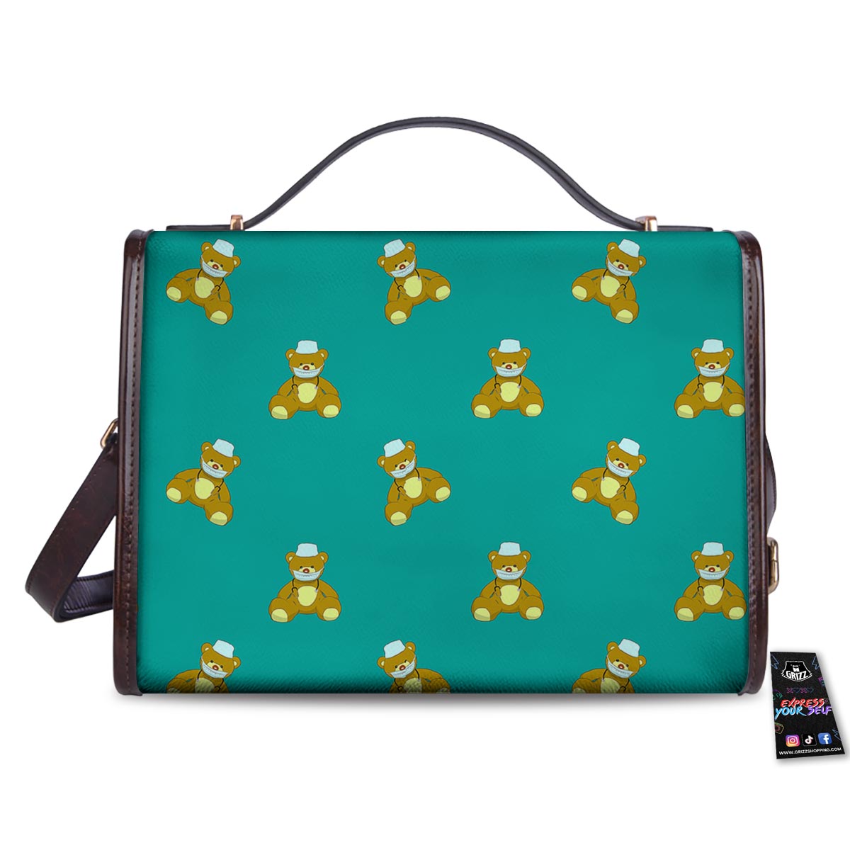 Doctor Teddy Bear Print Pattern Women's Satchel Bag - Image 2