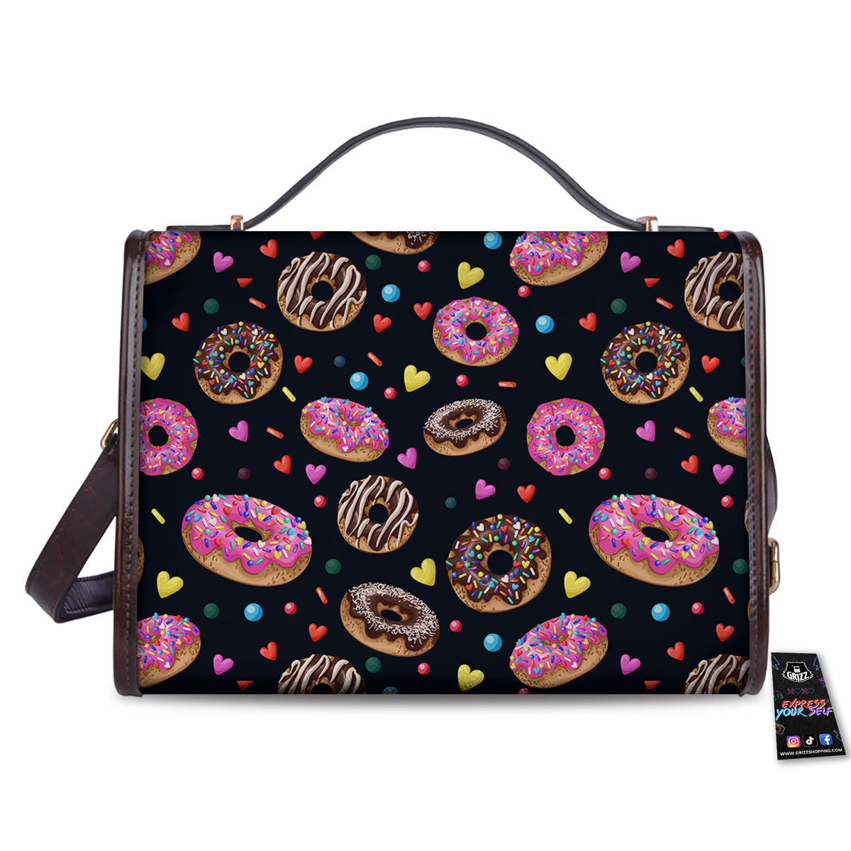 Donut Yummy Print Pattern Women's Satchel Bag - Image 2
