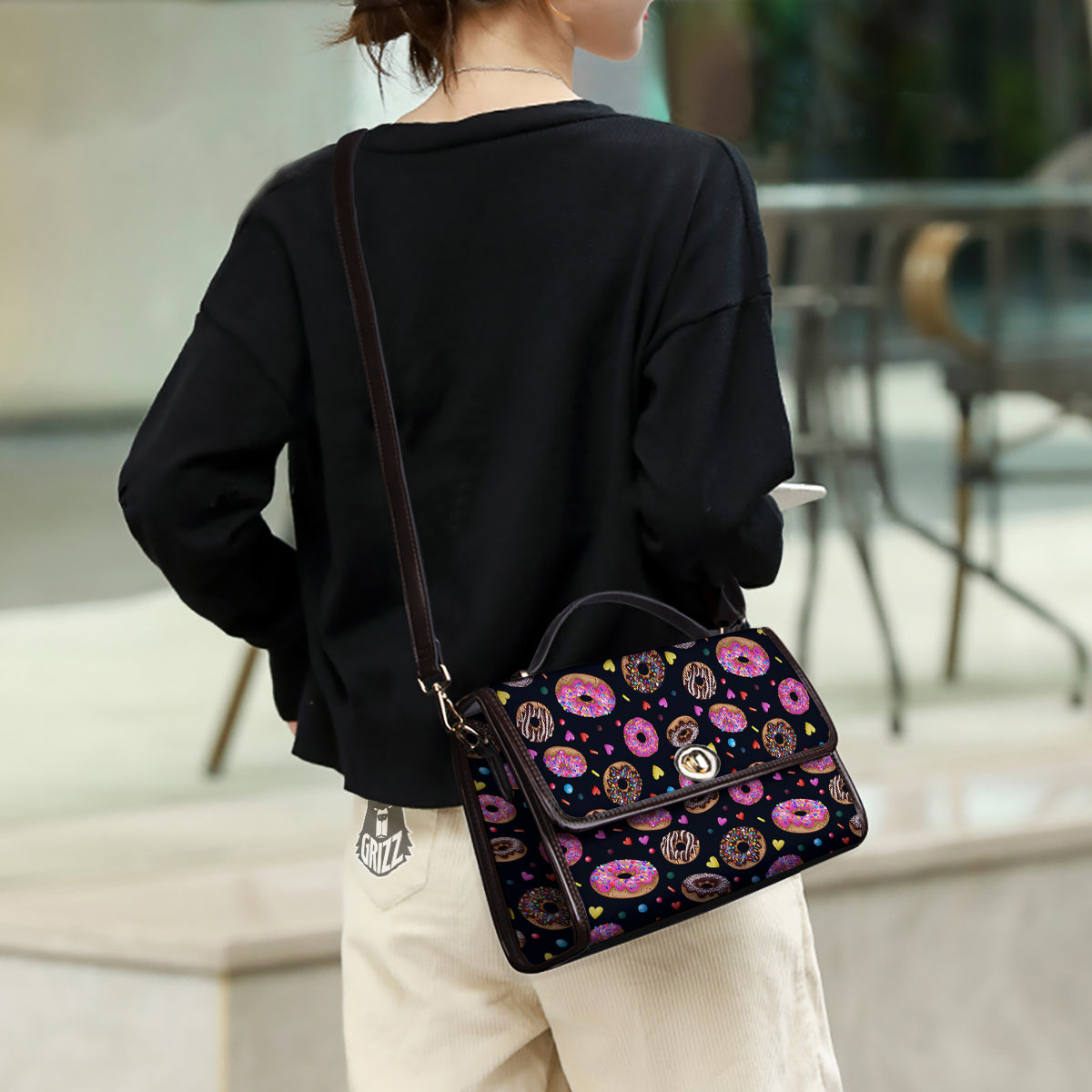 Donut Yummy Print Pattern Women's Satchel Bag - Image 3