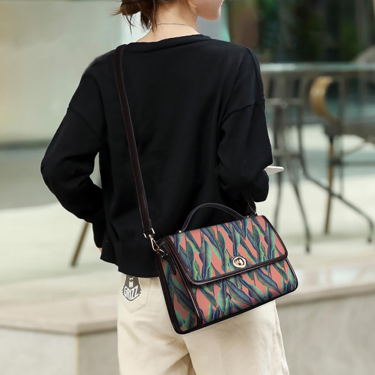 Banana Leaf Tropical Print Pattern Women's Satchel Bag - Image 3