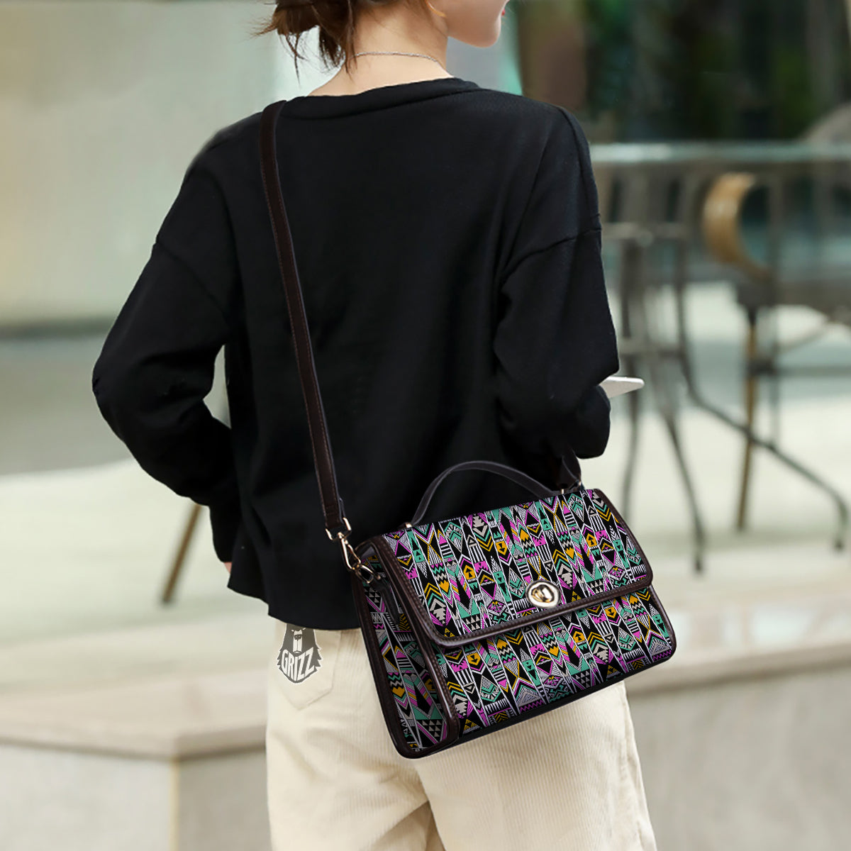 Aztec Tribal Vintage Print Pattern Women's Satchel Bag - Image 3