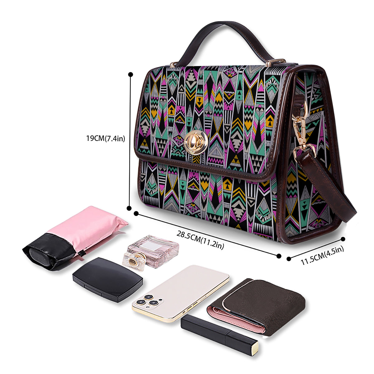 Aztec Tribal Vintage Print Pattern Women's Satchel Bag - Image 4