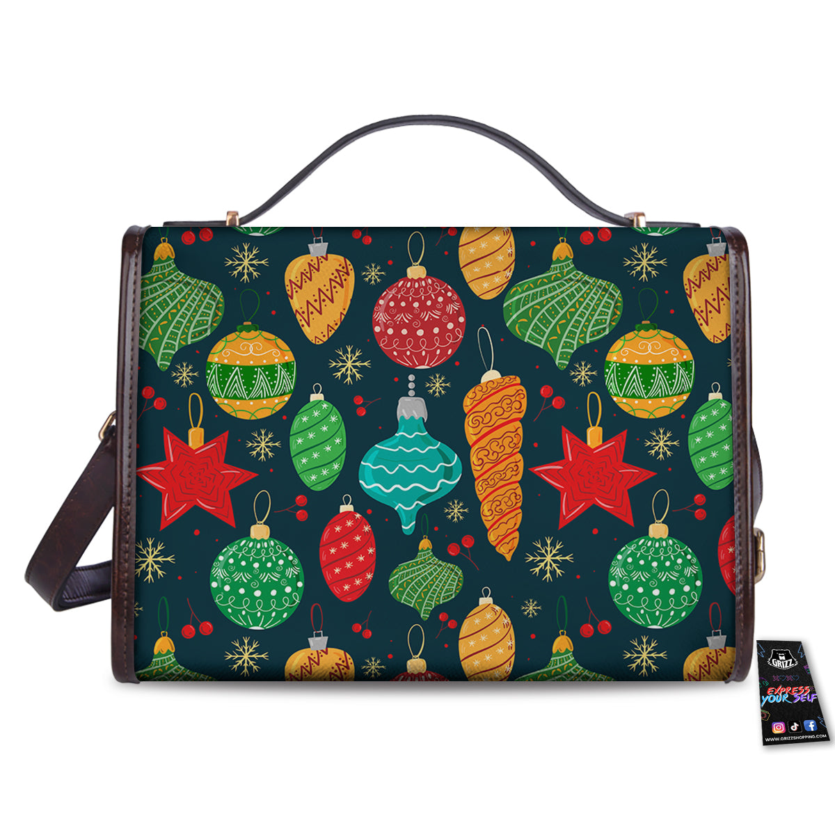 Decorations Christmas Vintage Print Pattern Women's Satchel Bag - Image 2