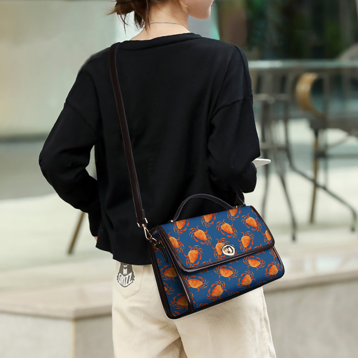 Crab Watercolor Print Pattern Women's Satchel Bag - Image 3